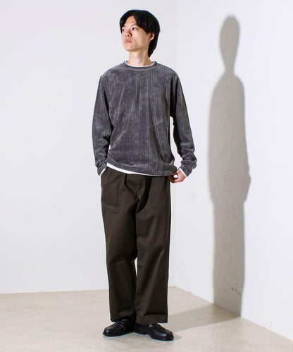 【疊穿感即刻時尚】燈芯絨假兩件長袖T恤