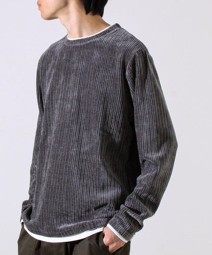 【疊穿感即刻時尚】燈芯絨假兩件長袖T恤