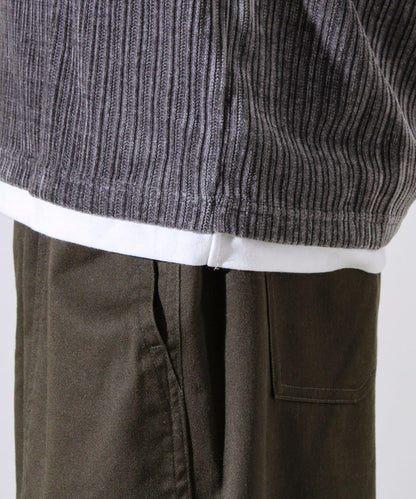 【疊穿感即刻時尚】燈芯絨假兩件長袖T恤