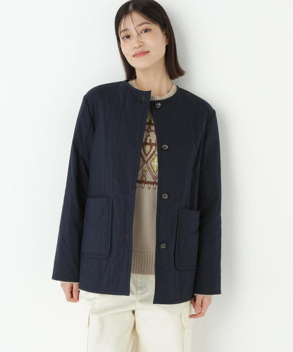 豎紋絎縫無領夾克