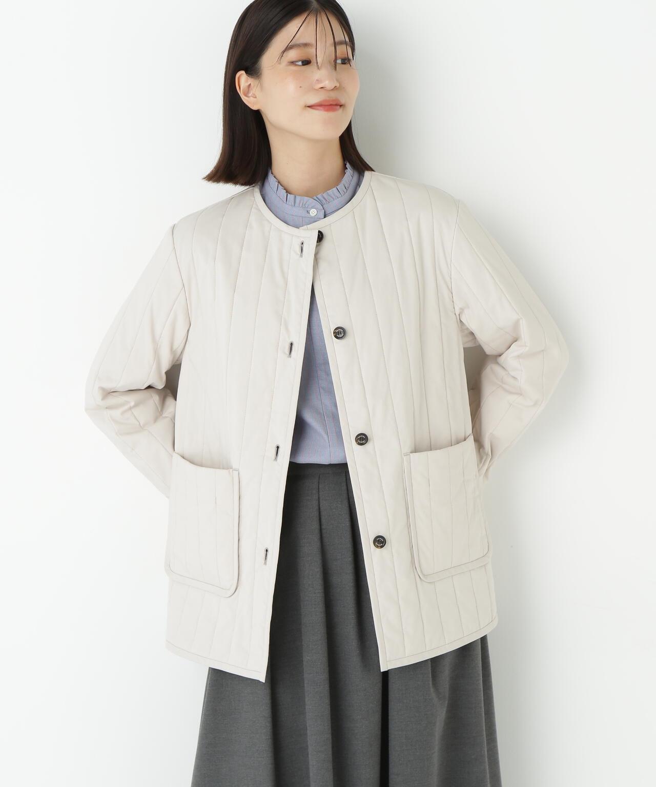 豎紋絎縫無領夾克
