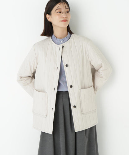 豎紋絎縫無領夾克