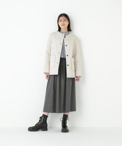 豎紋絎縫無領夾克