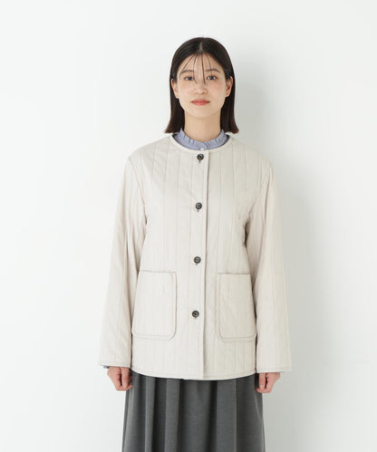 豎紋絎縫無領夾克