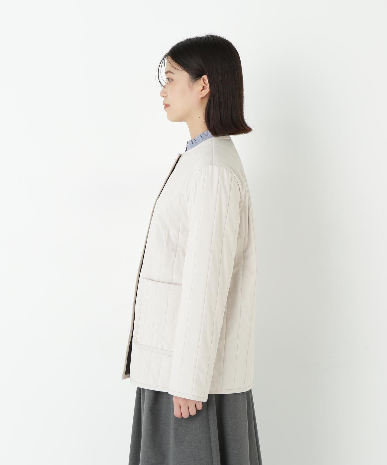 豎紋絎縫無領夾克