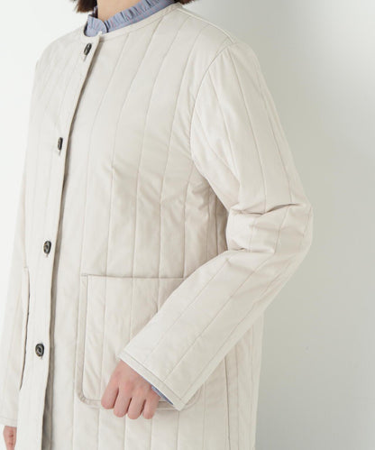 豎紋絎縫無領夾克