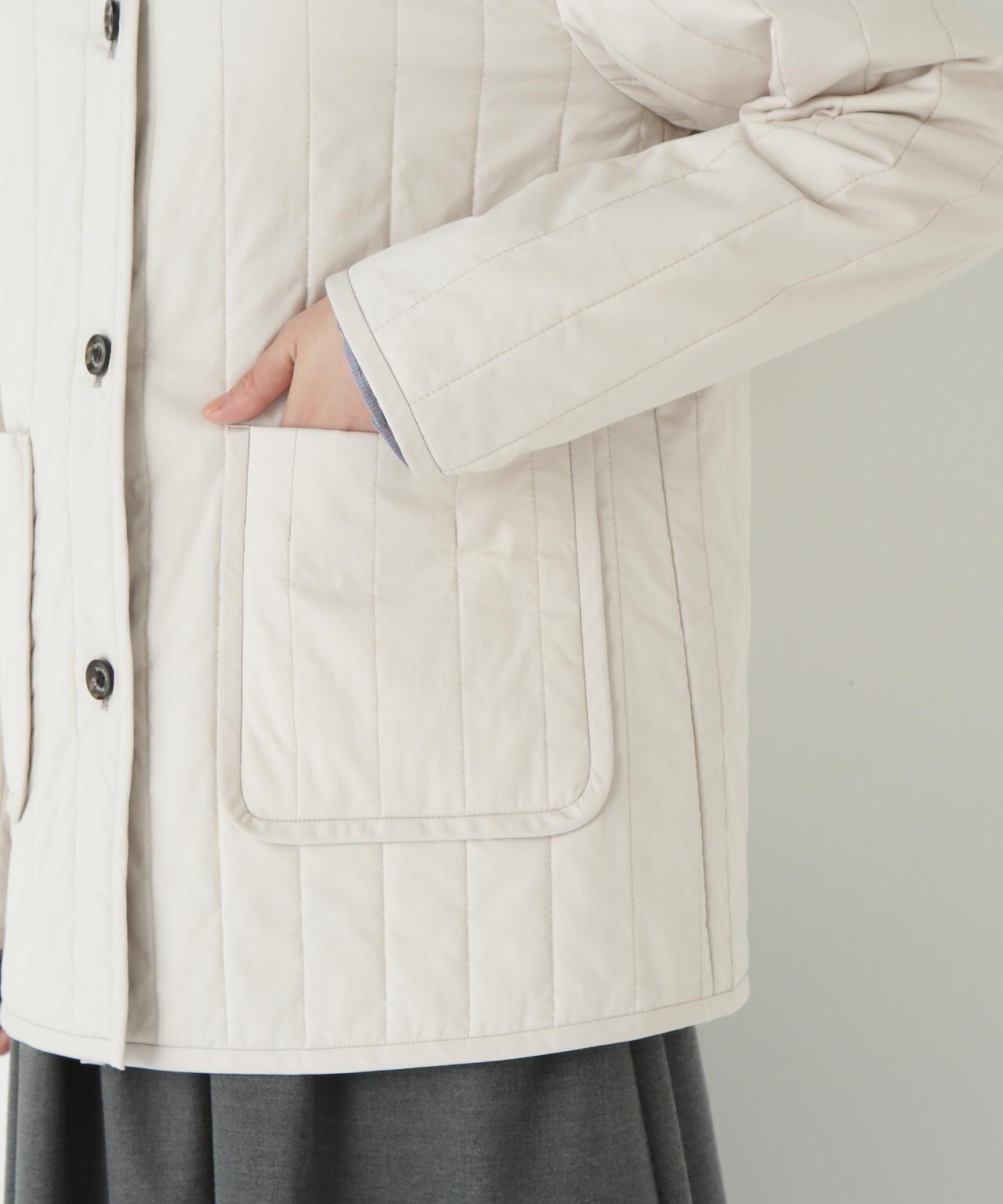 豎紋絎縫無領夾克