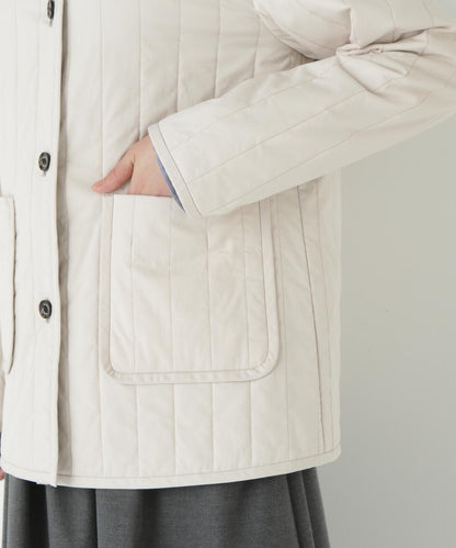 豎紋絎縫無領夾克