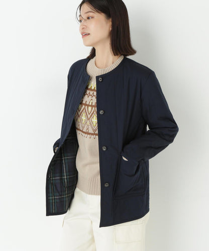 豎紋絎縫無領夾克