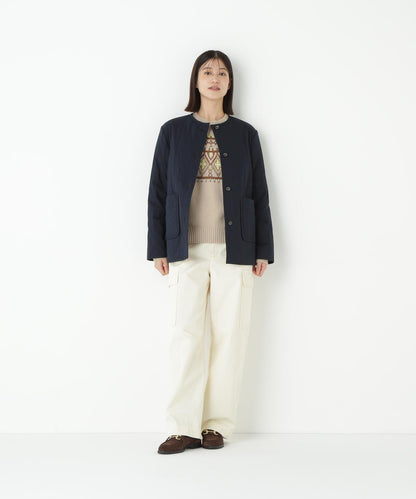 豎紋絎縫無領夾克