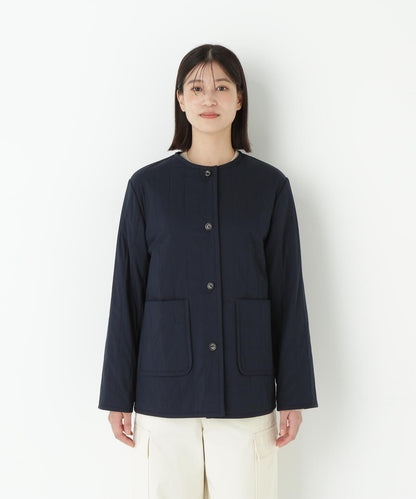 豎紋絎縫無領夾克