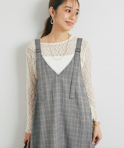 經典風格◎配色混合格紋連衣裙