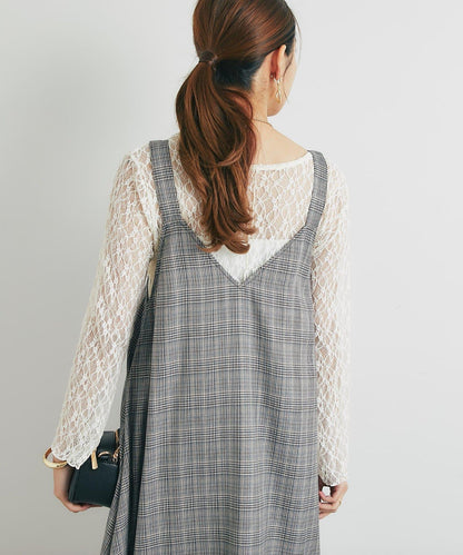 經典風格◎配色混合格紋連衣裙