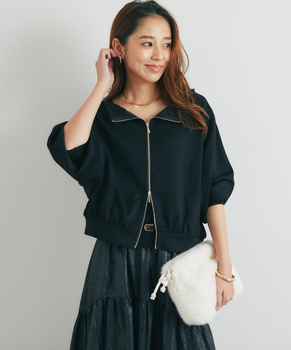 2WAY刺繡拉鍊套頭衫