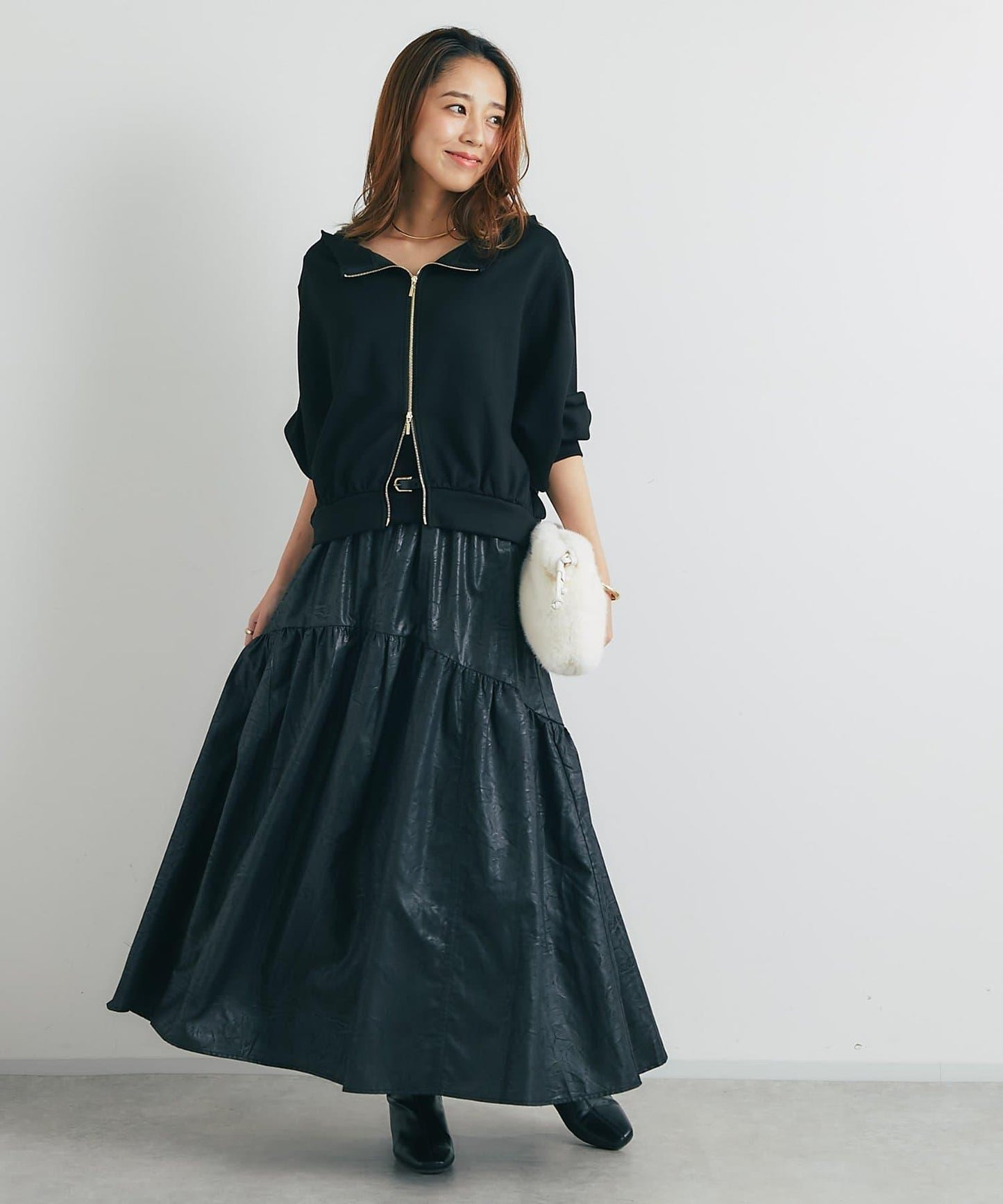 2WAY刺繡拉鍊套頭衫