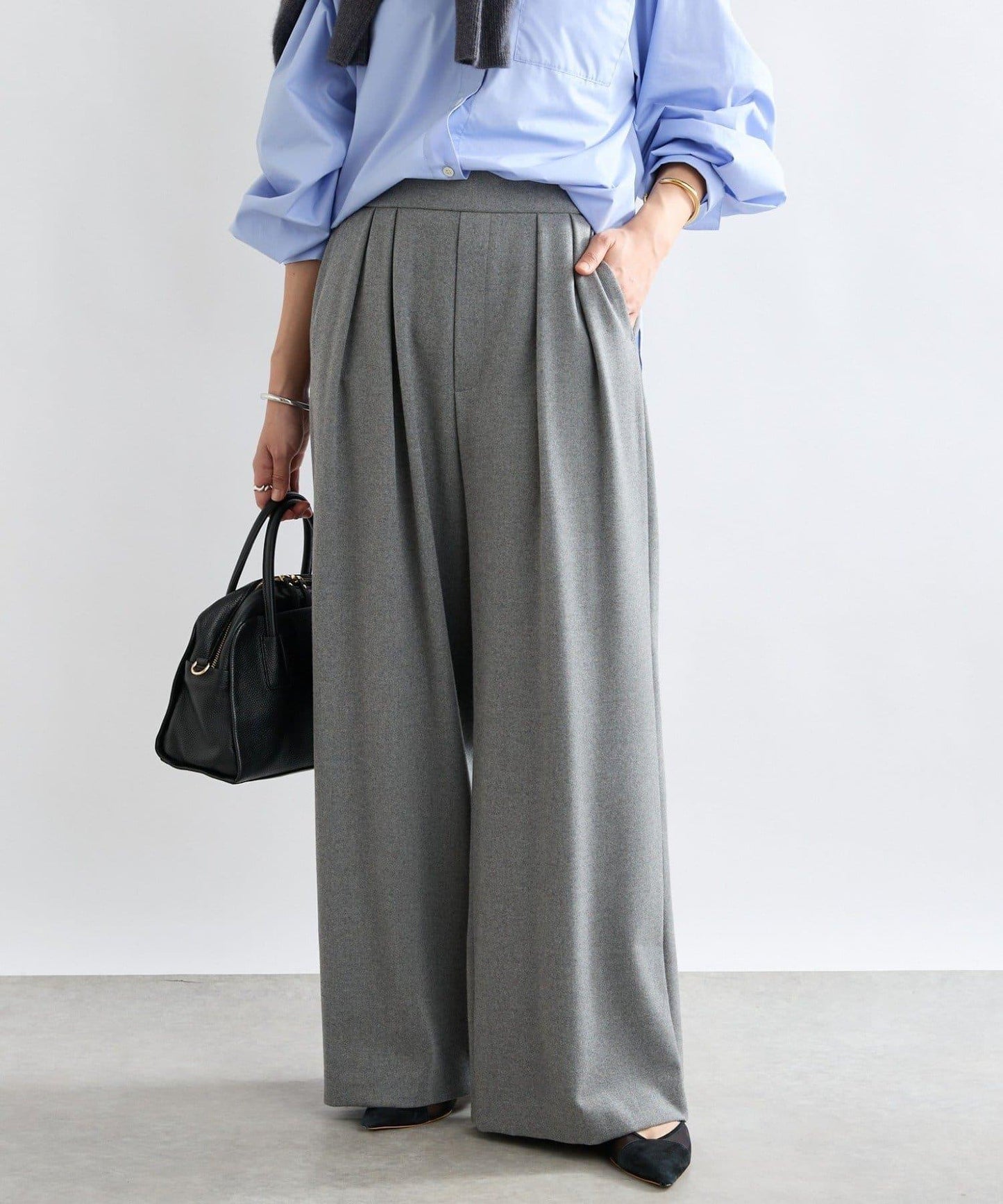 【顯瘦款】保暖打褶寬腿西裝褲/預計10月下旬發貨
