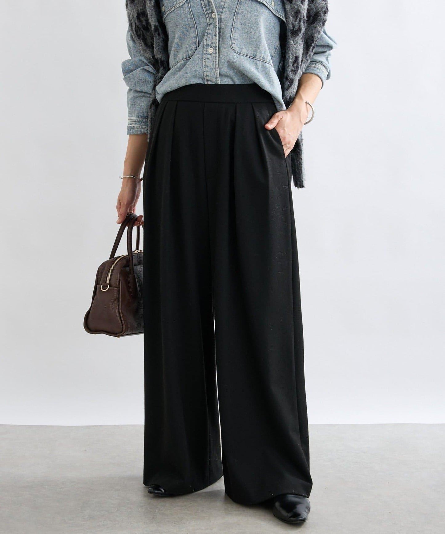 【顯瘦款】保暖打褶寬腿西裝褲/預計10月下旬發貨