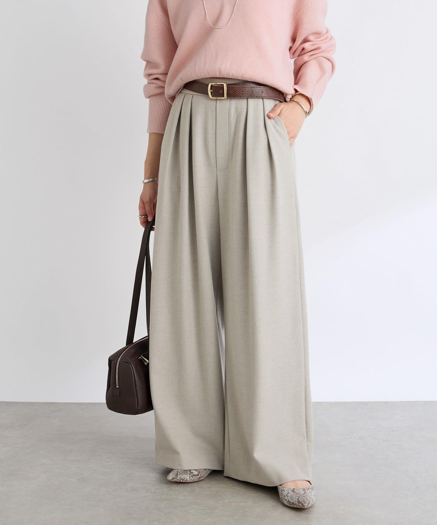 【顯瘦款】保暖打褶寬腿西裝褲/預計10月下旬發貨