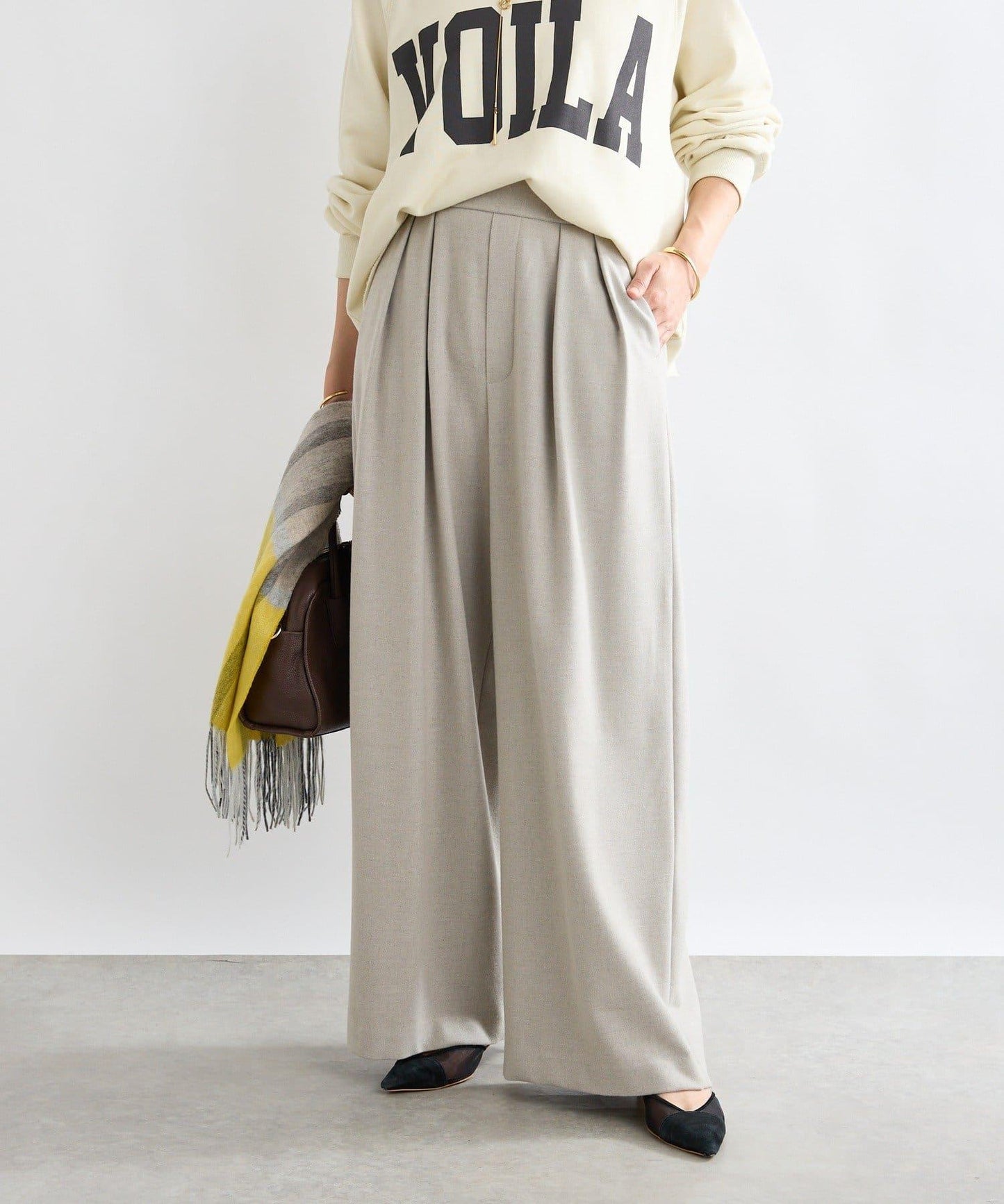 【顯瘦款】保暖打褶寬腿西裝褲/預計10月下旬發貨