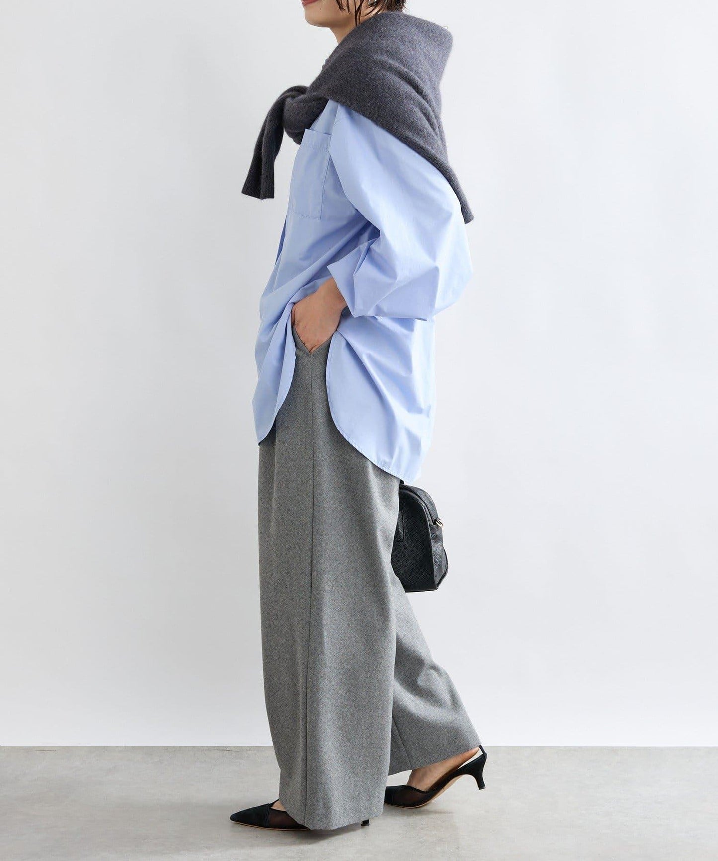 【顯瘦款】保暖打褶寬腿西裝褲/預計10月下旬發貨