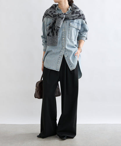 【顯瘦款】保暖打褶寬腿西裝褲/預計10月下旬發貨