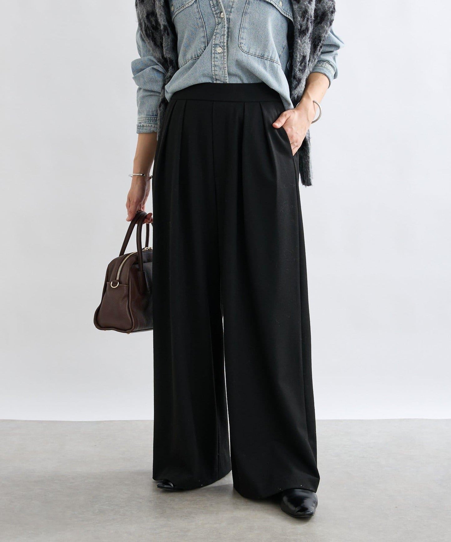 【顯瘦款】保暖打褶寬腿西裝褲/預計10月下旬發貨