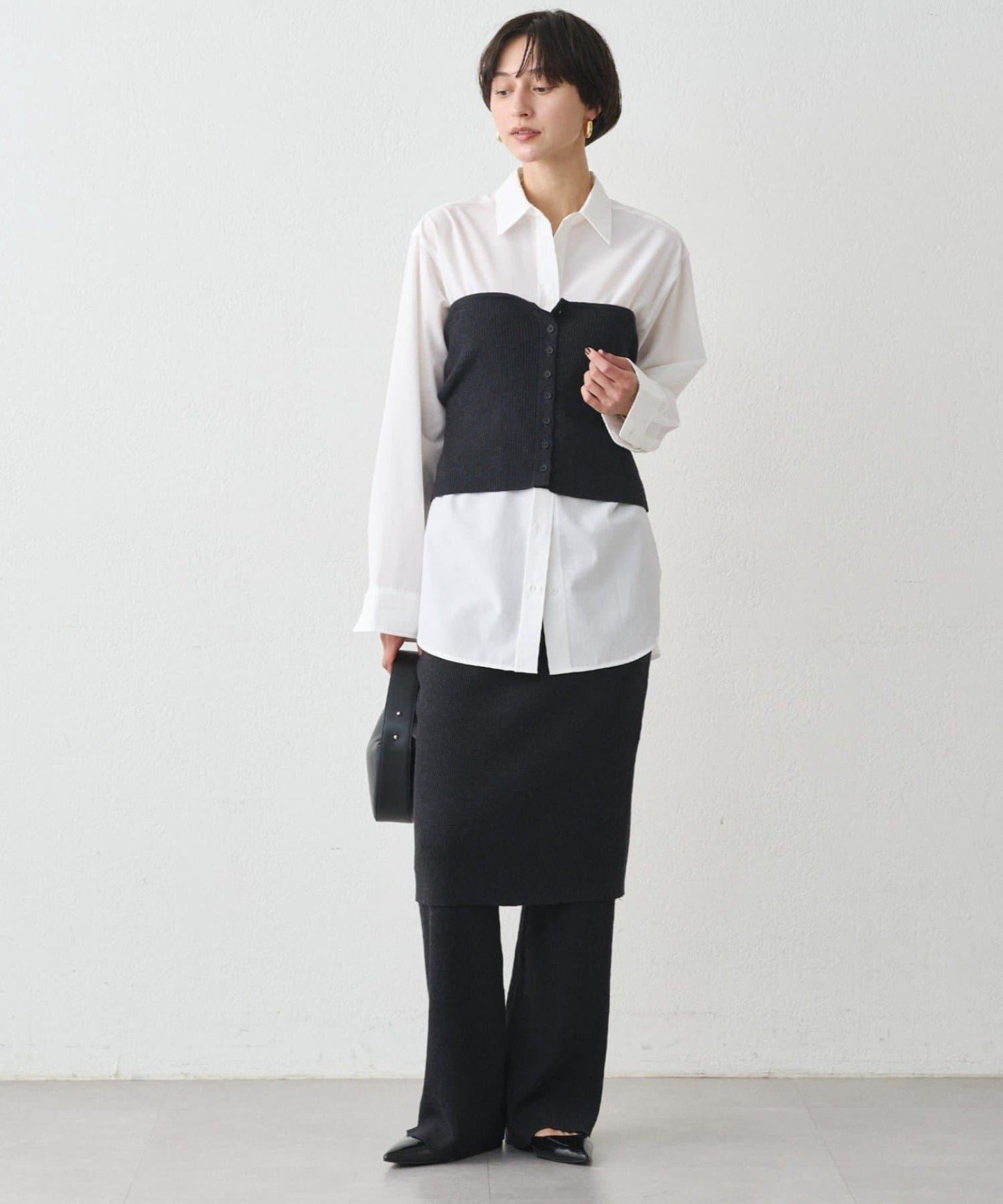 【Loungedress】襯衫+針織背心套裝