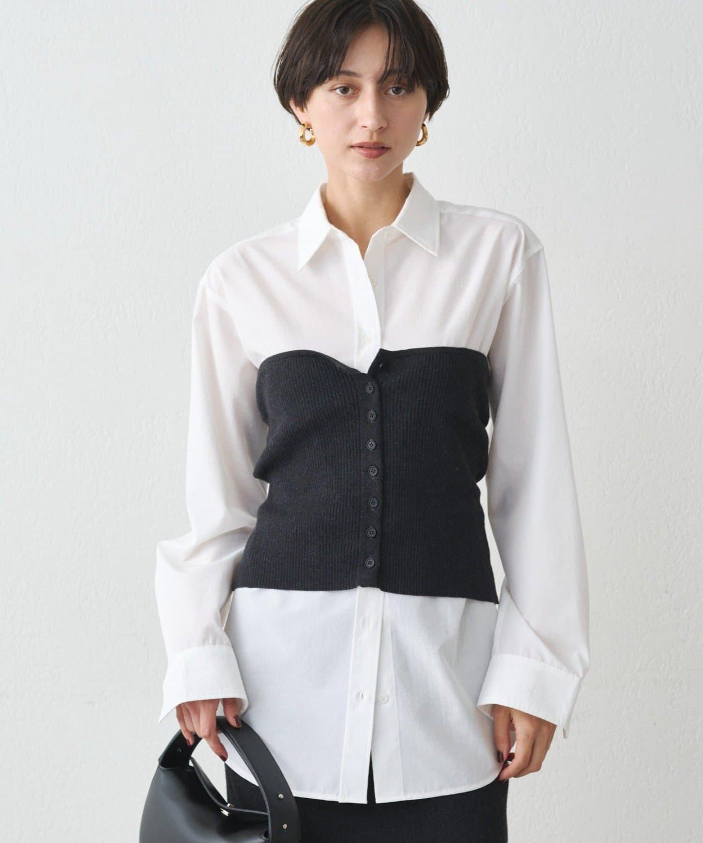 【Loungedress】襯衫+針織背心套裝