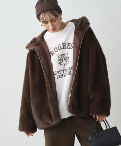 連帽仿皮草短夾克