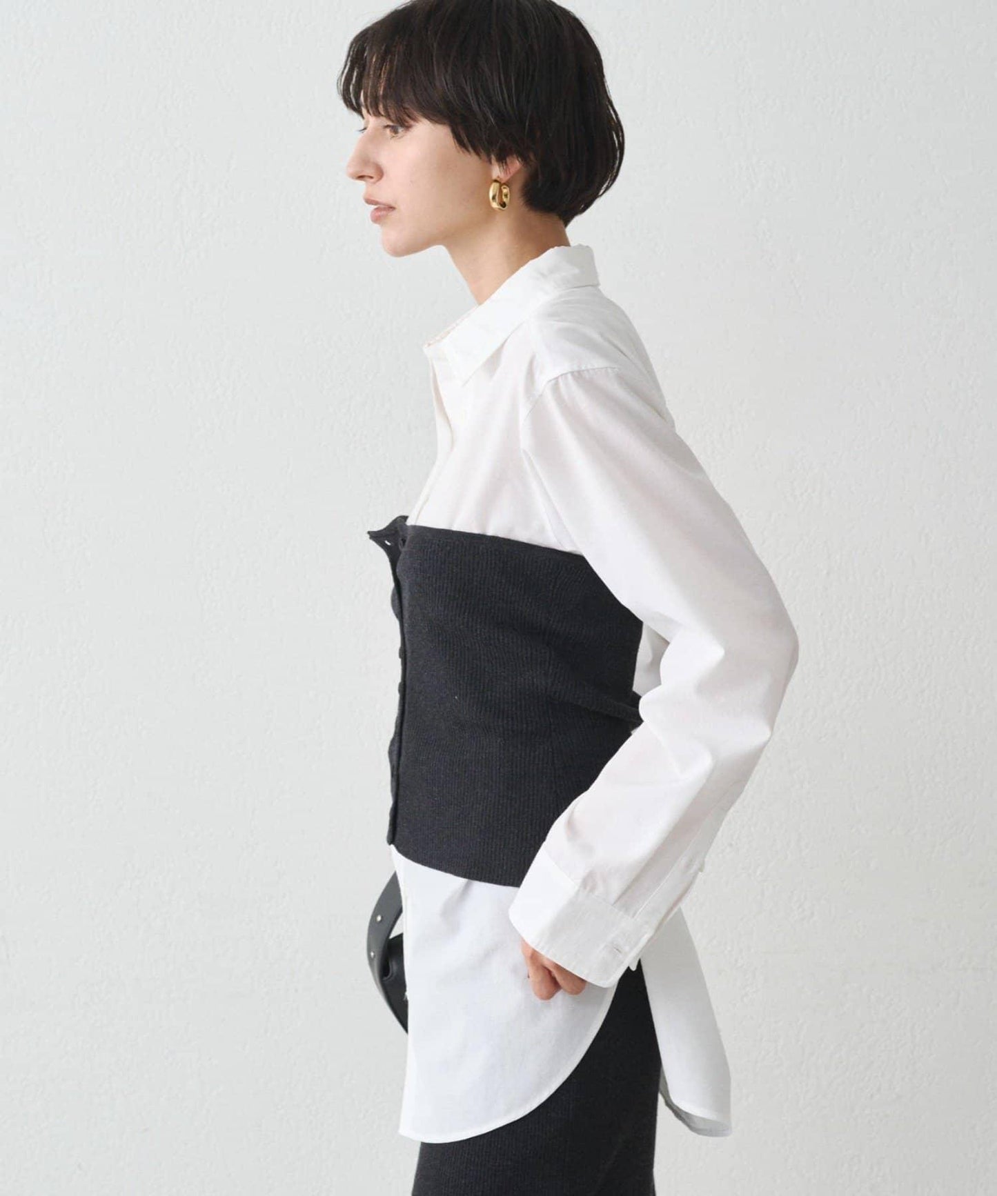 【Loungedress】襯衫+針織背心套裝