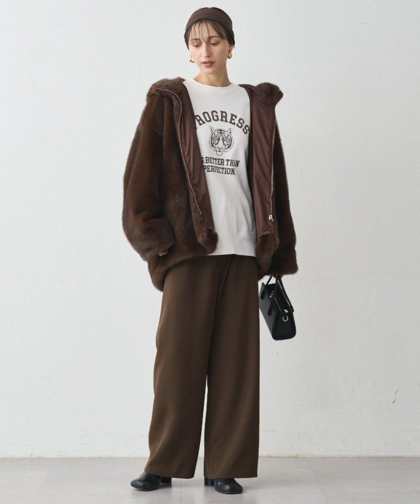 連帽仿皮草短夾克