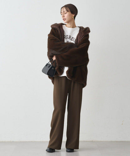 連帽仿皮草短夾克