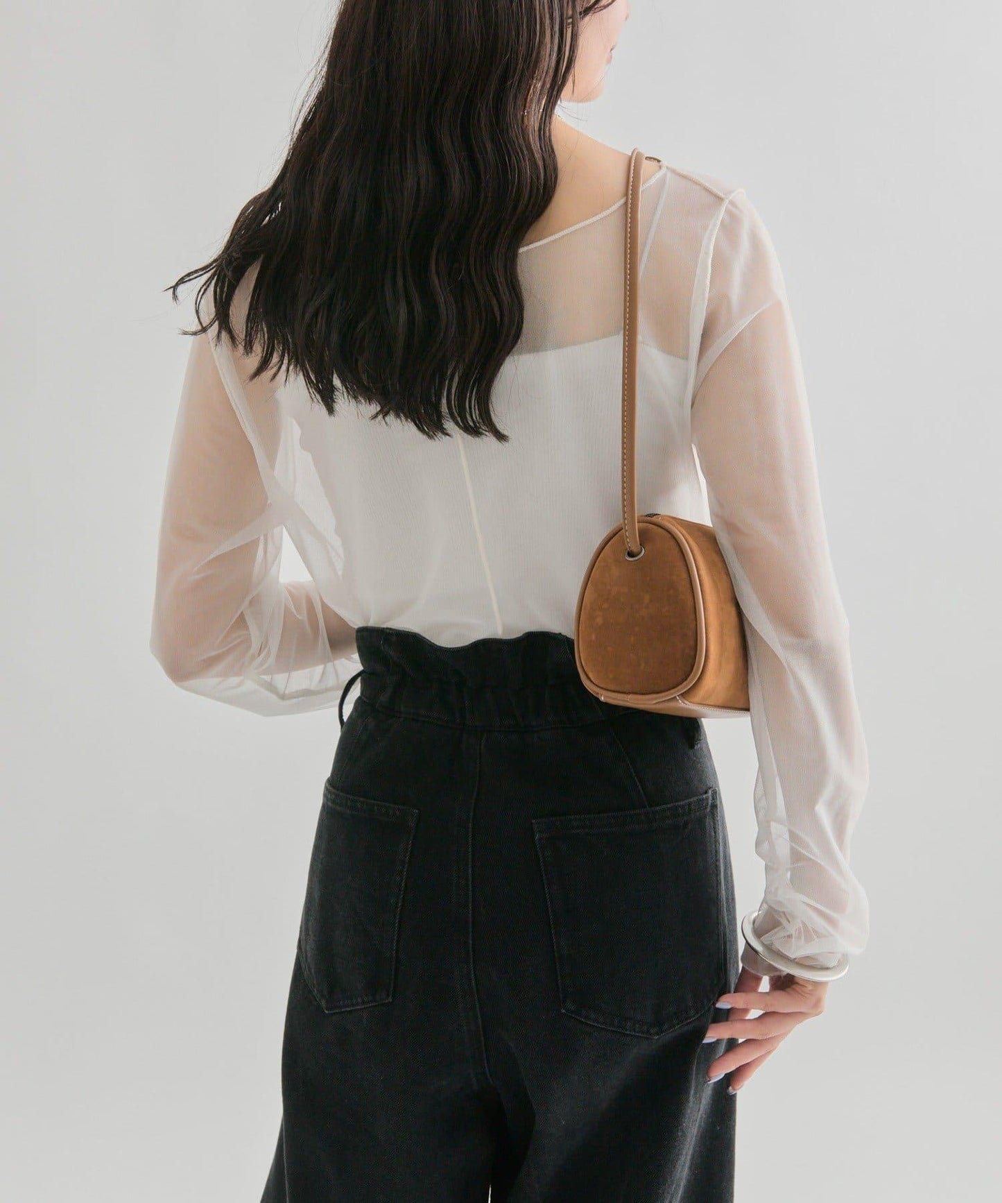 透視開衩網紗上衣