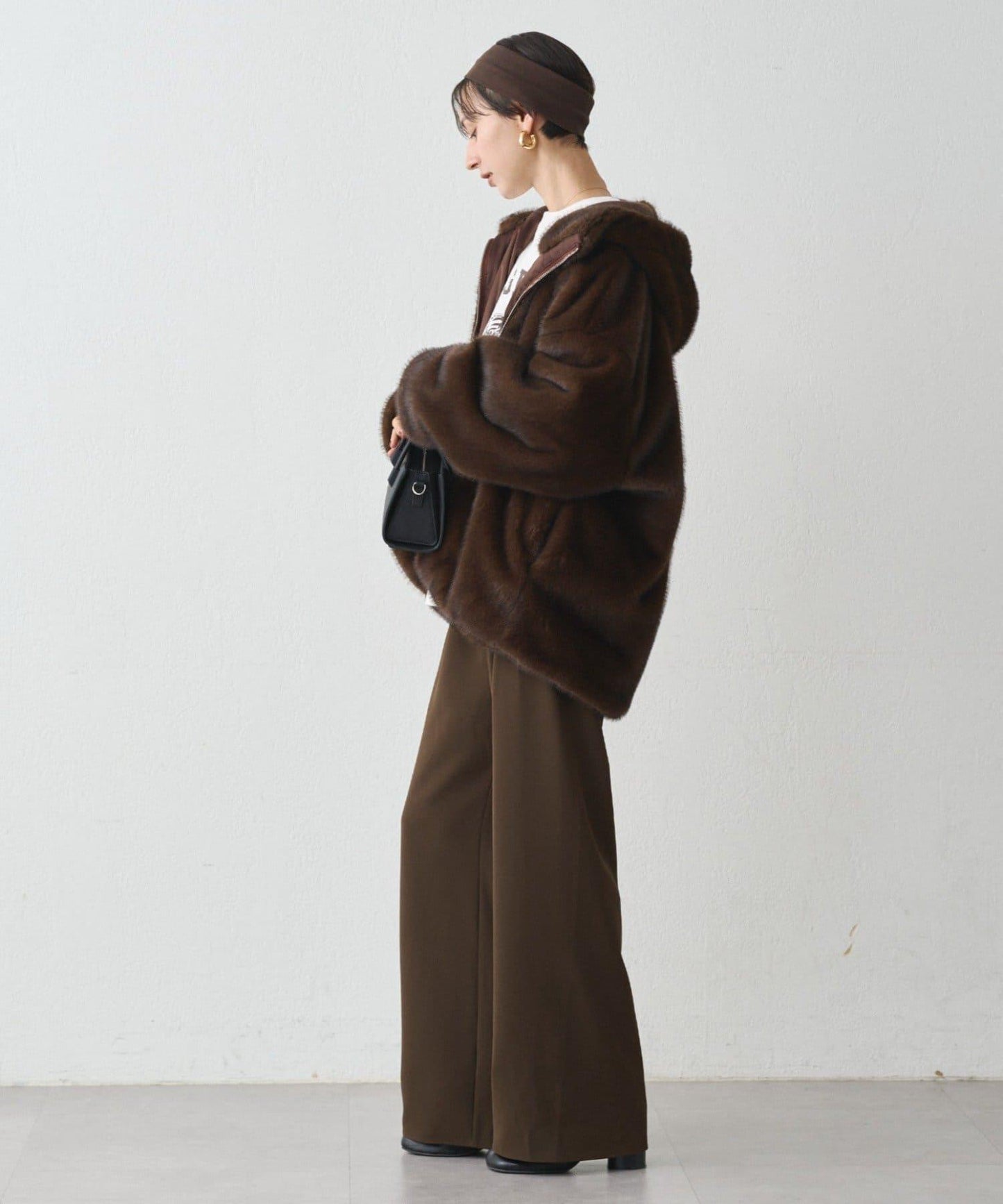 連帽仿皮草短夾克