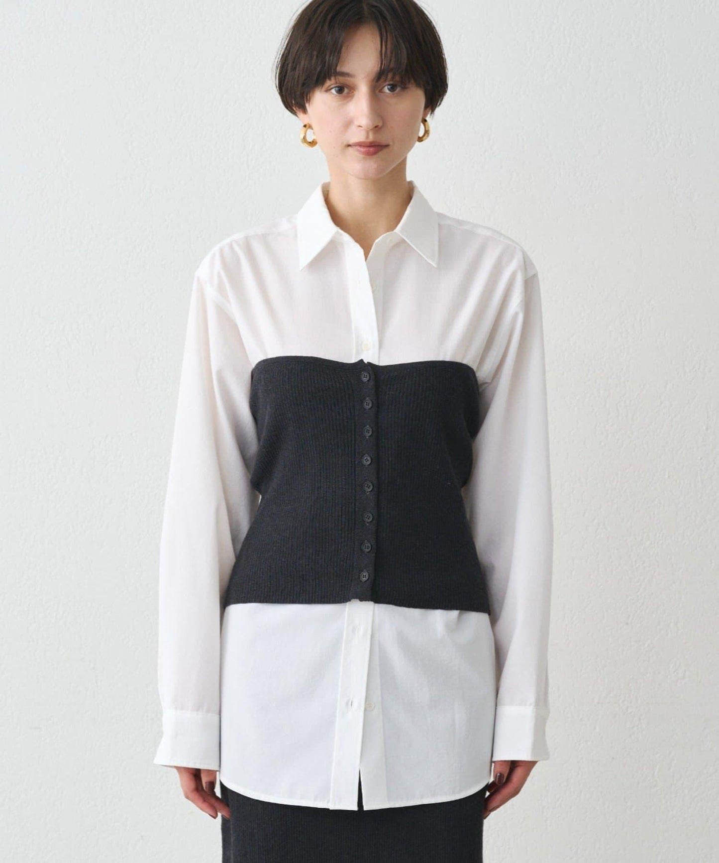 襯衫+針織背心套裝