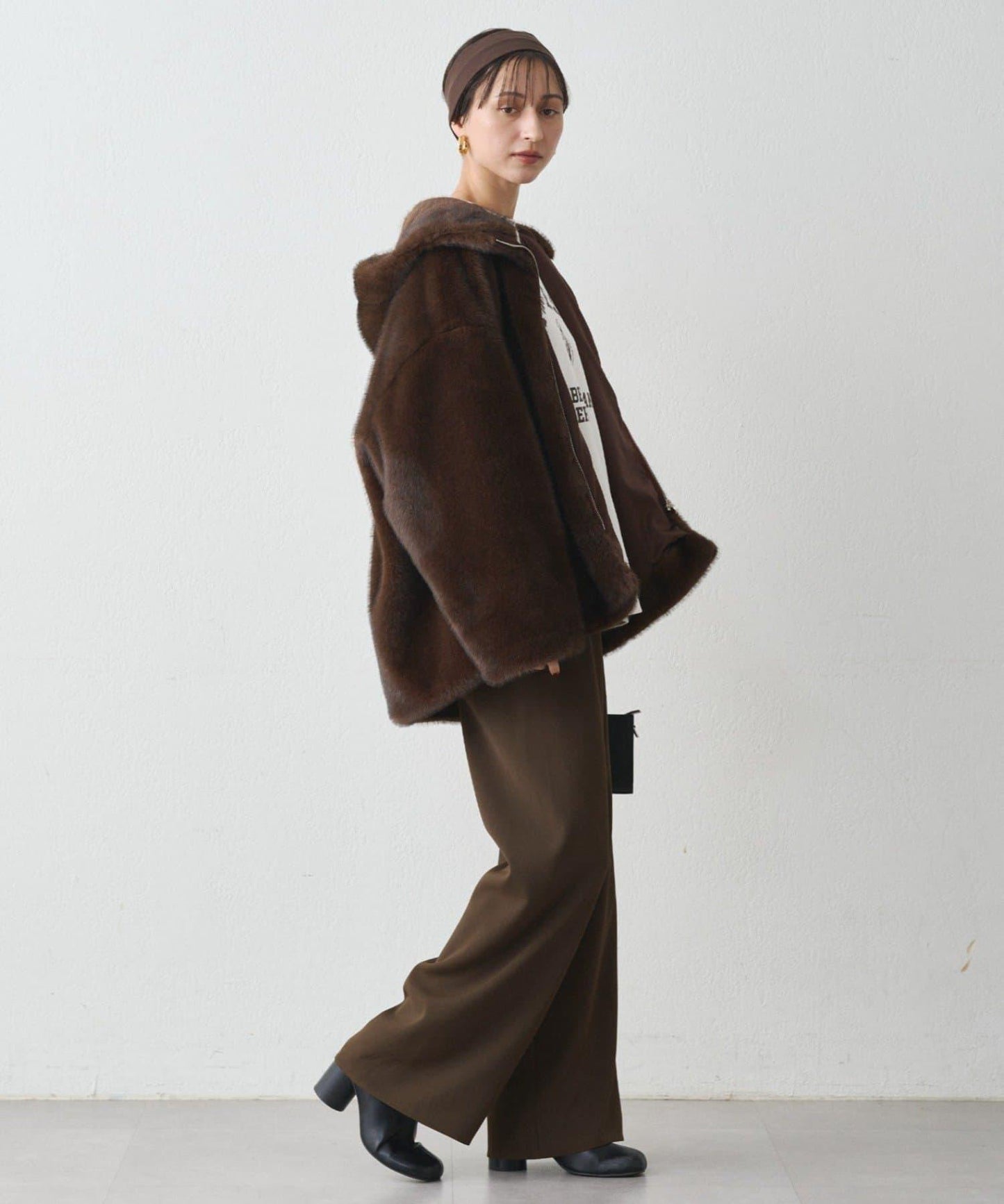 連帽仿皮草短夾克