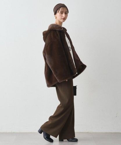 連帽仿皮草短夾克