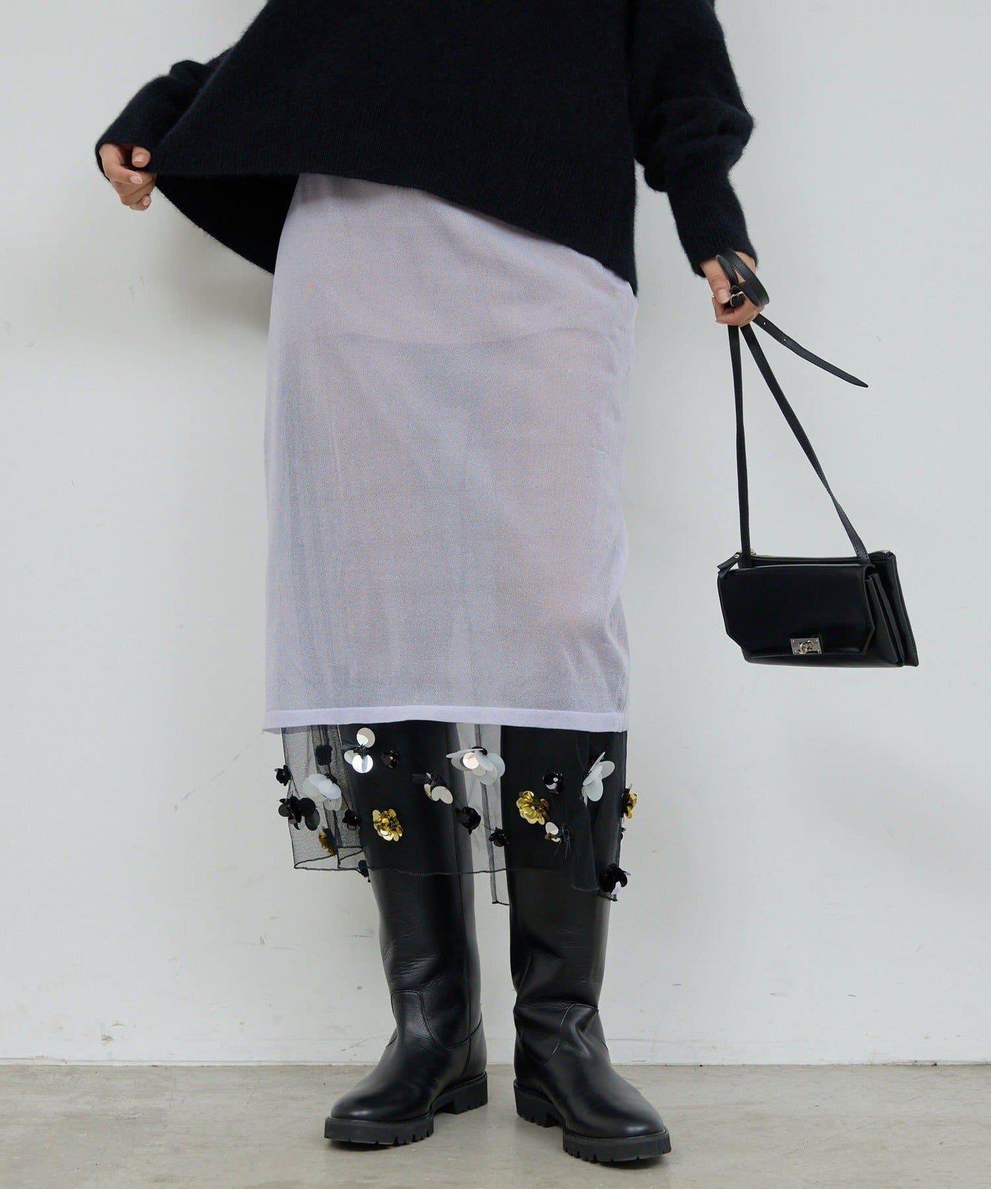 【25週年紀念款】透視珠飾半身裙