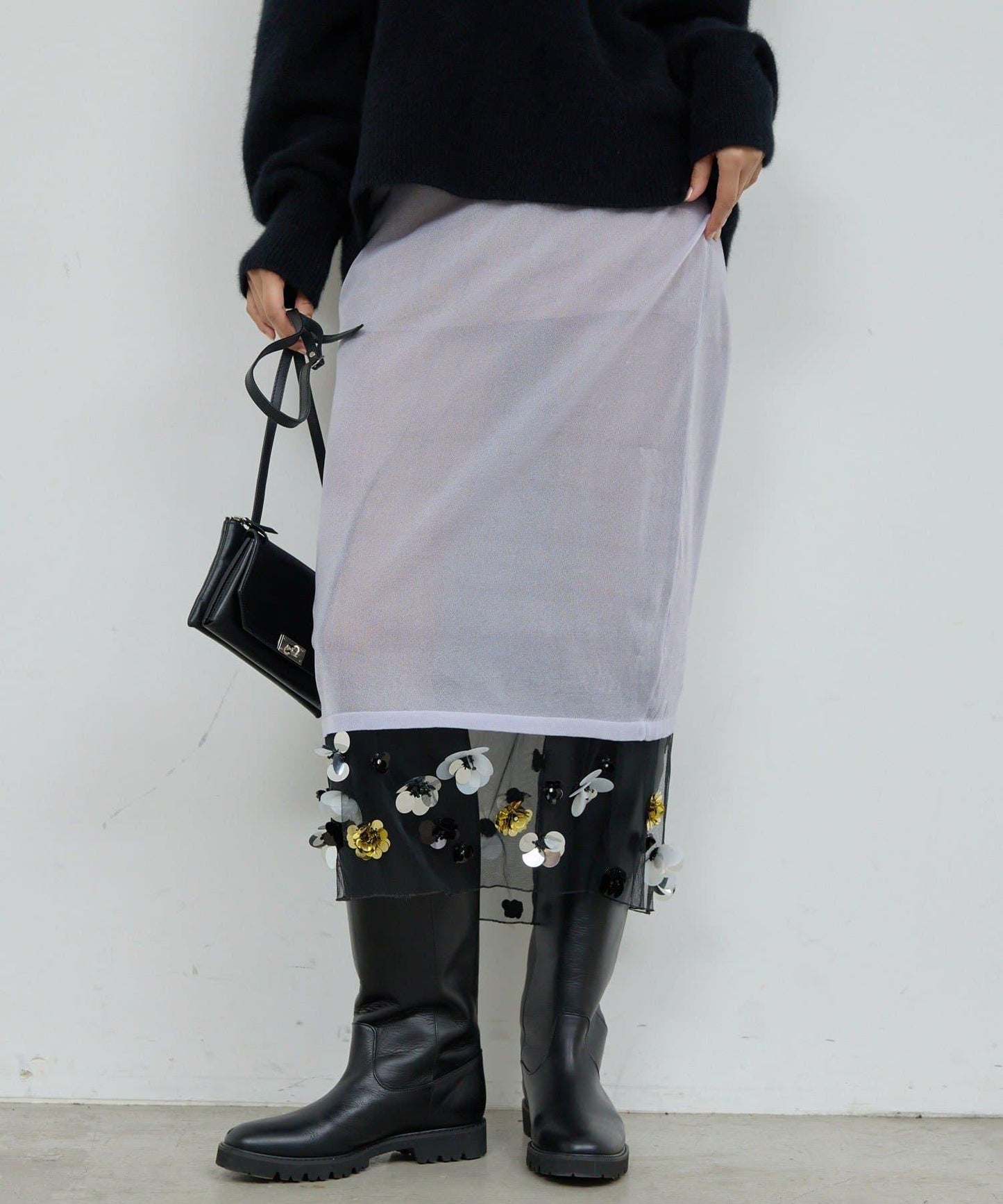 【25週年紀念款】透視珠飾半身裙