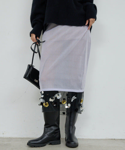 【25週年紀念款】透視珠飾半身裙