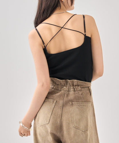 帶胸墊美背交叉吊帶背心