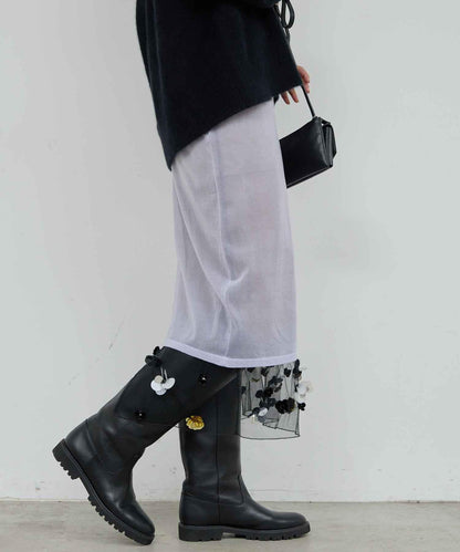 【25週年紀念款】透視珠飾半身裙