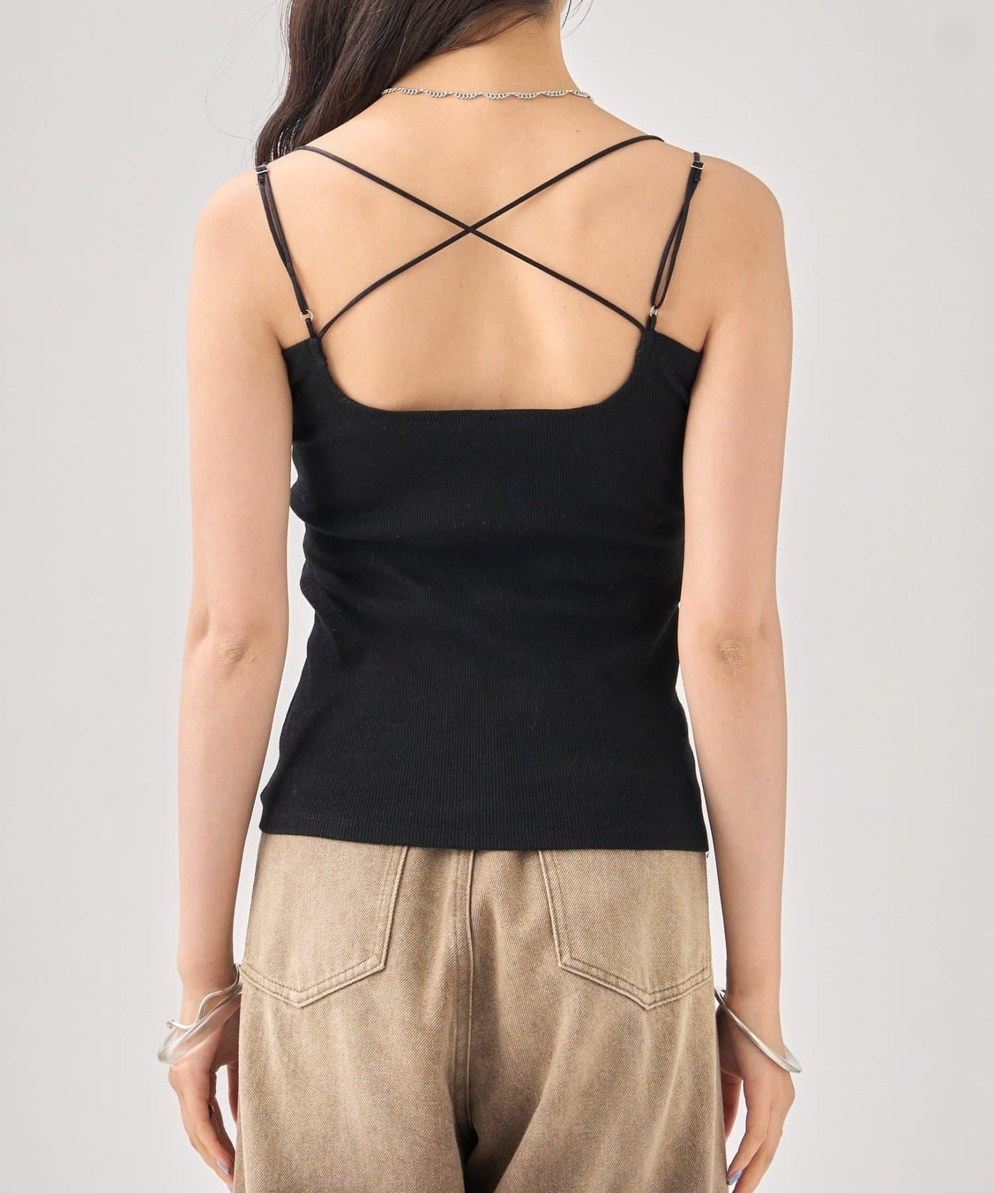 帶胸墊美背交叉吊帶背心