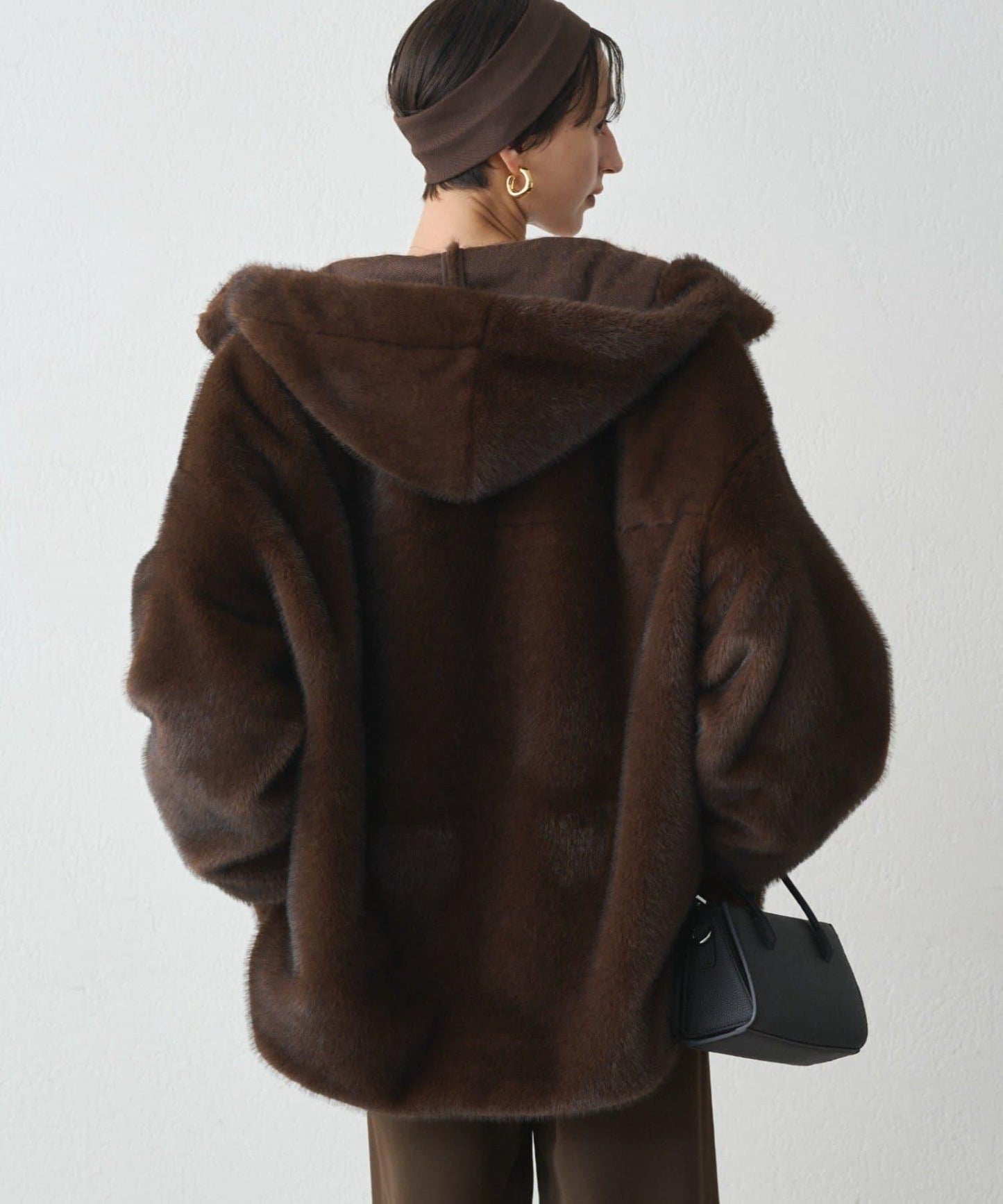 連帽仿皮草短夾克