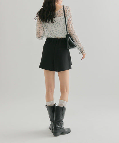 透視開衩網紗上衣