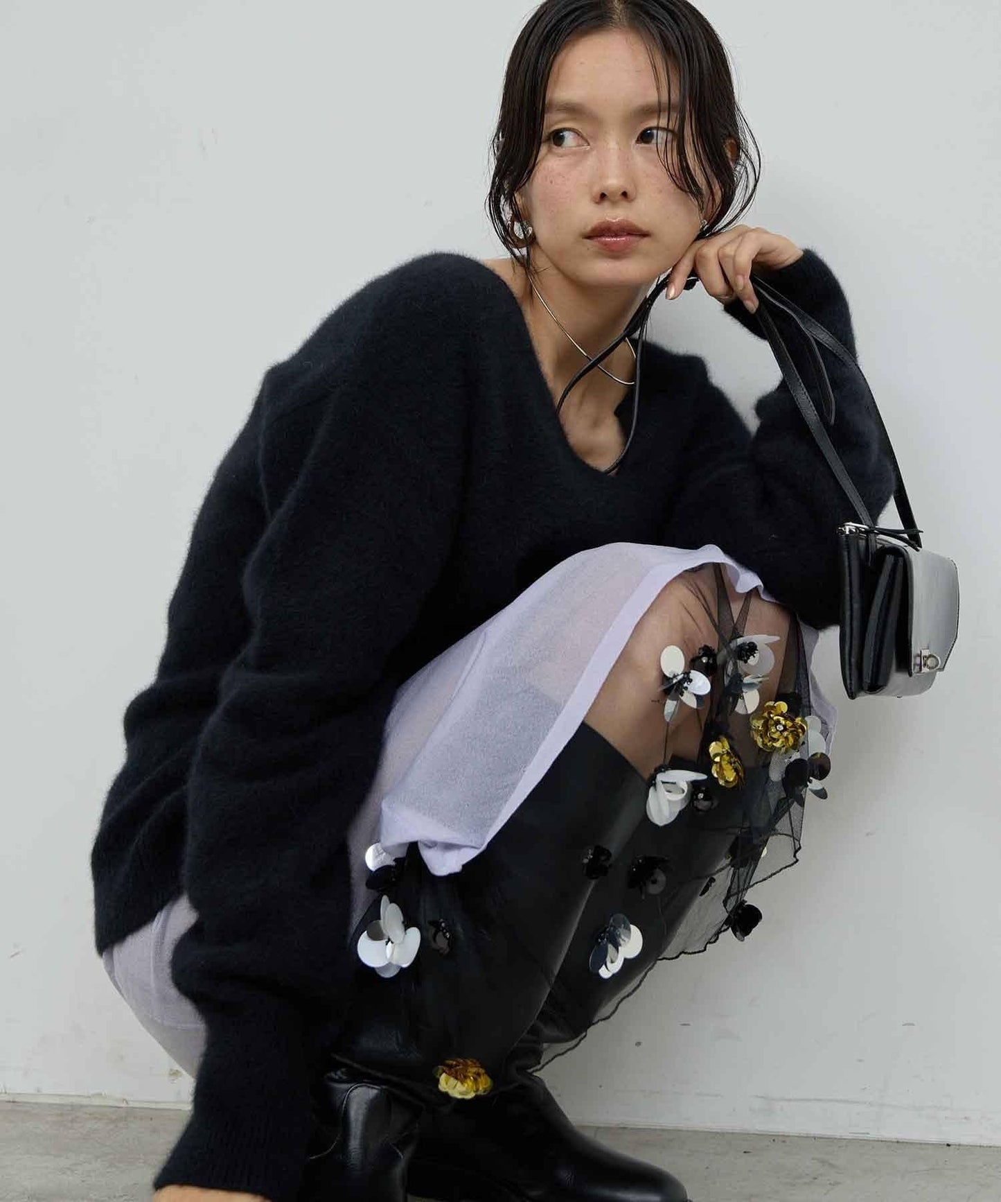 【25週年紀念款】透視珠飾半身裙