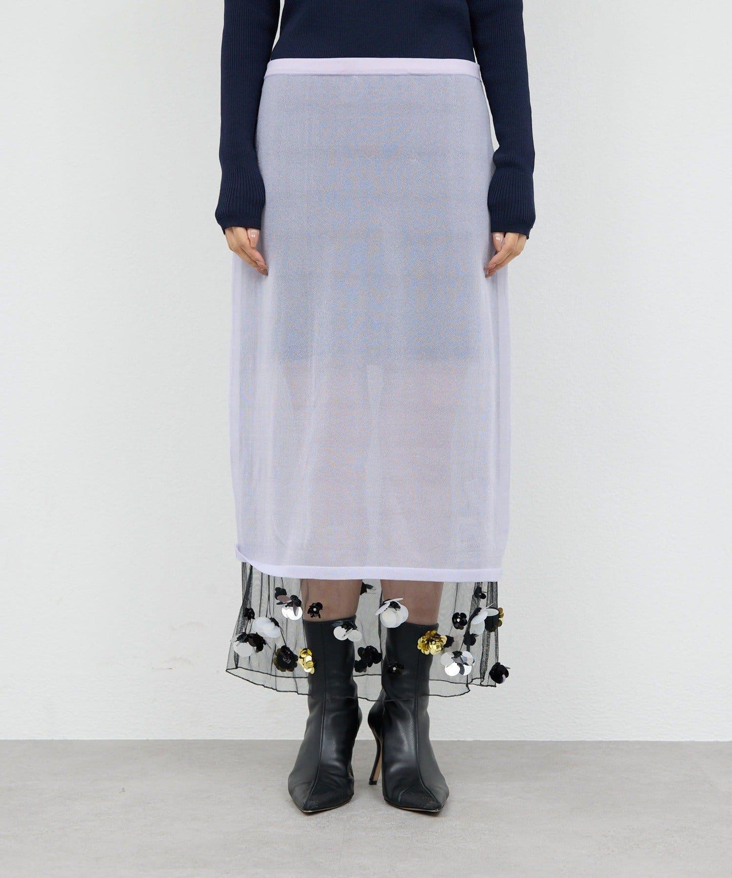 【25週年紀念款】透視珠飾半身裙