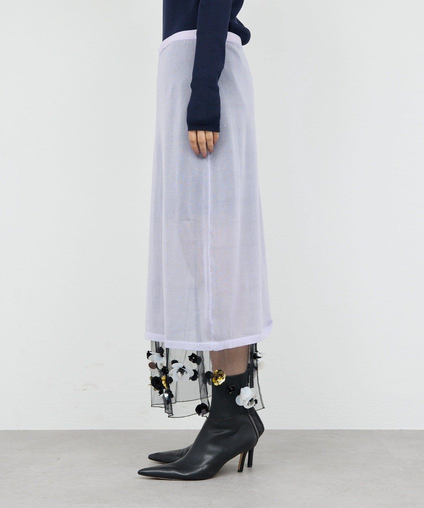 【25週年紀念款】透視珠飾半身裙