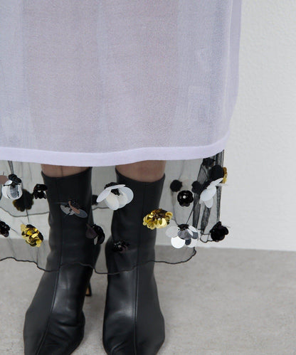 【25週年紀念款】透視珠飾半身裙