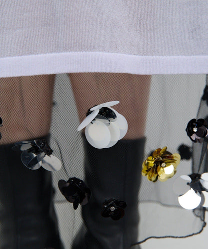 【25週年紀念款】透視珠飾半身裙